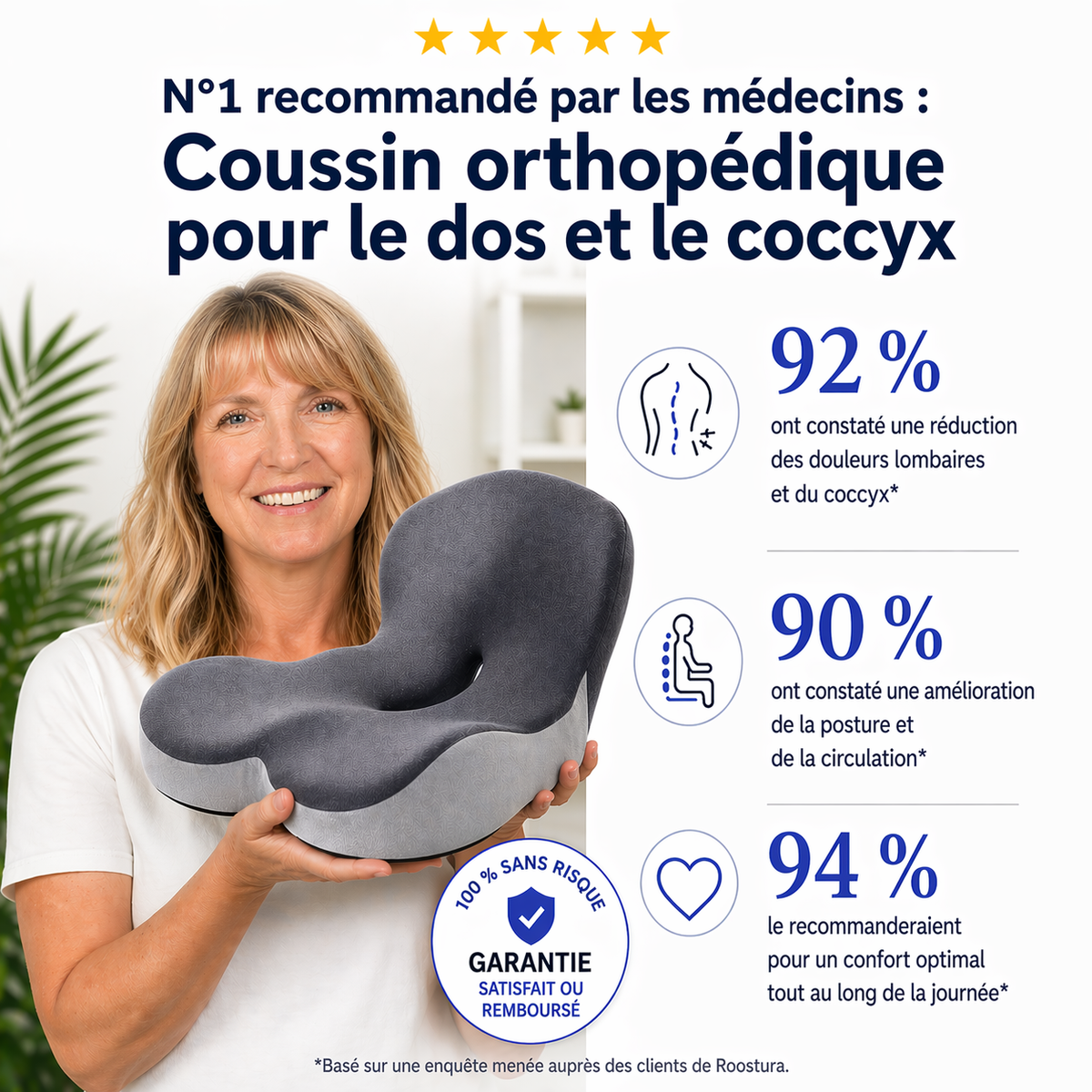 Coussin orthopédique anti-douleur lombaire